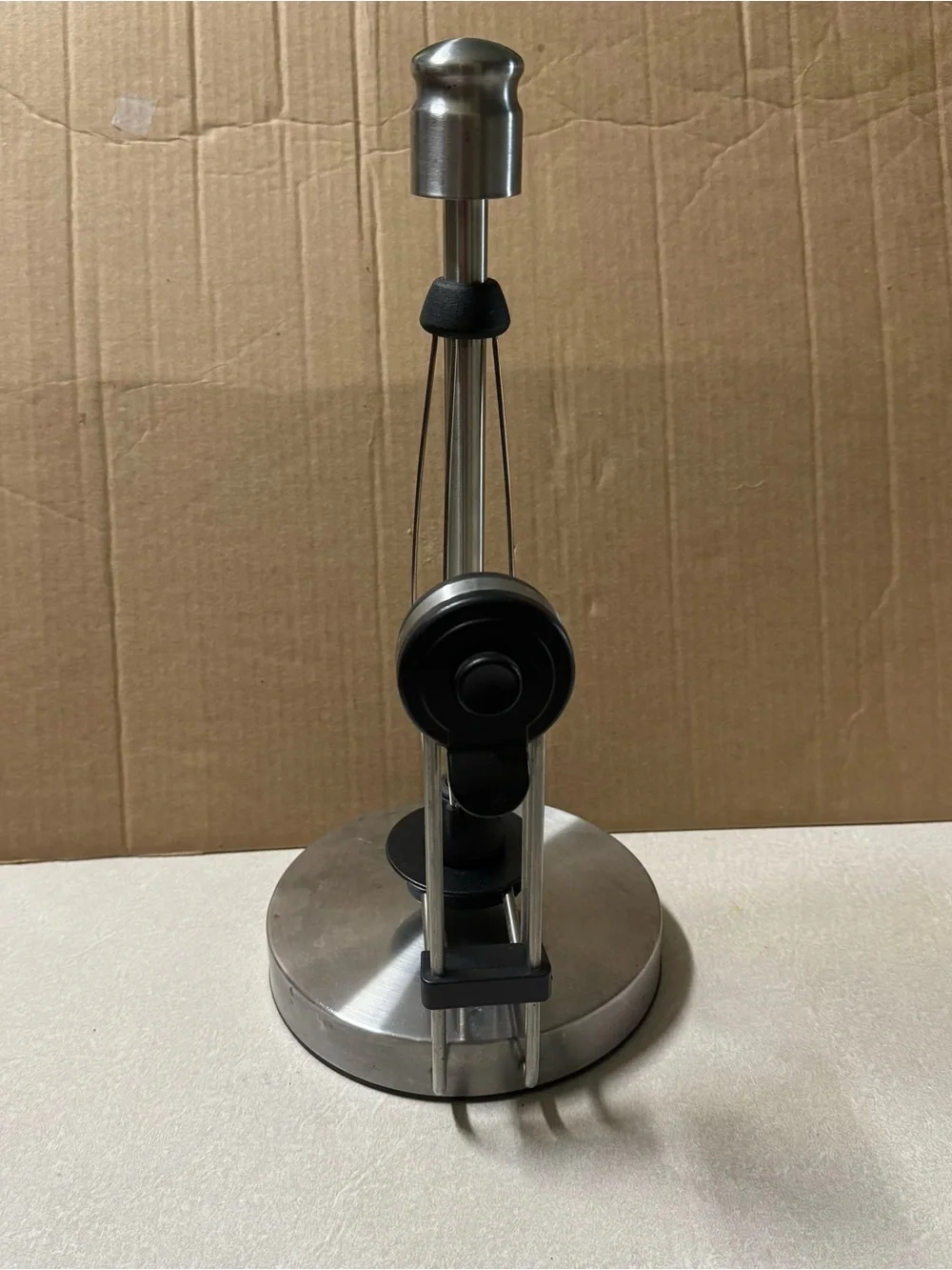 Stainless Steel Free-Standing Paper Towel Holder - White Roll Compatible